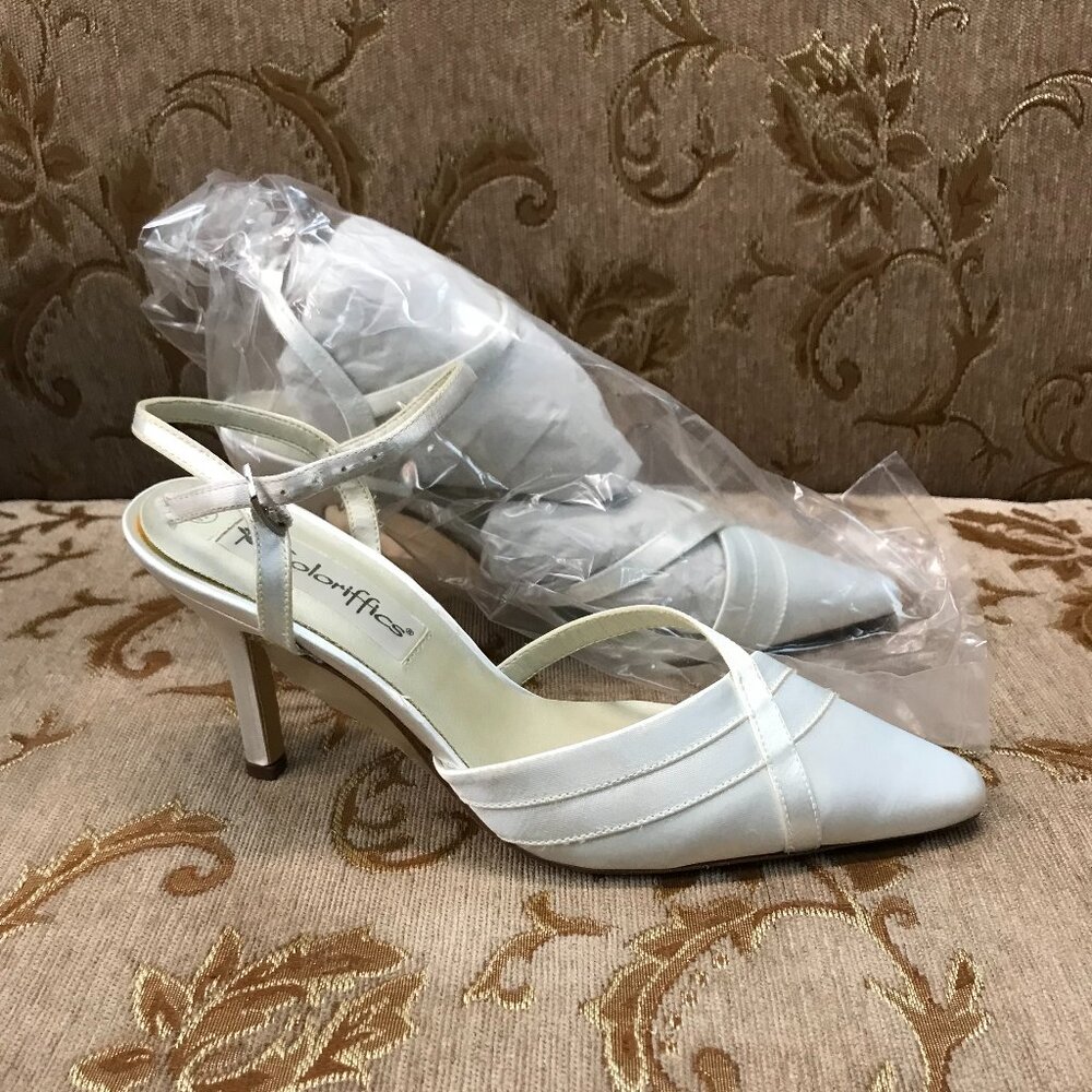 Dye-Able White Satin Anklee Strap Heels D'Orsay, Formal Pump Dress Shoe Wedding